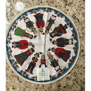 NWT Norwegian Linen Round Doily Bright Scandinavian Print